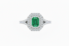 Load image into Gallery viewer, Emerald Cut Emerald With Double Halo