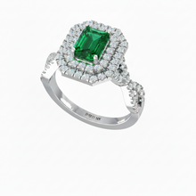 Load image into Gallery viewer, Emerald Cut Emerald One Cart With Double Halo