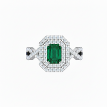 Load image into Gallery viewer, Emerald Cut Emerald One Cart With Double Halo