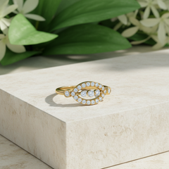Artisan Trio-Stone Halo Side Two Linked Diamond