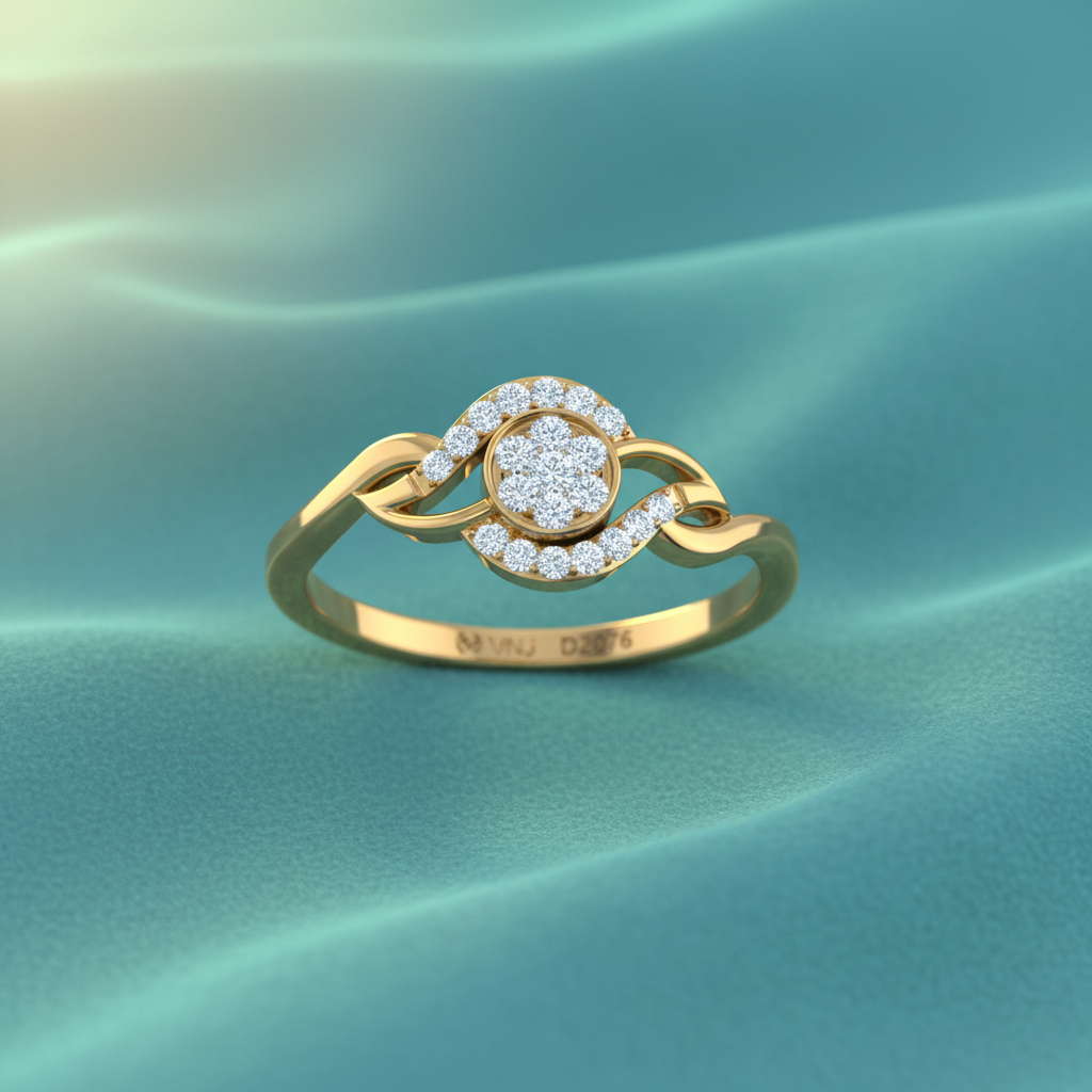 Elegant Twisted Halo Flower Center Diamond