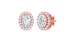 Oval Center Scalloped Halo Stud Earrings