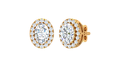 Oval Center Scalloped Halo Stud Earrings