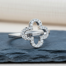 Load image into Gallery viewer, Gossamer Floral-Outline Diamond Open Petal Botanical Void-Form Delicate