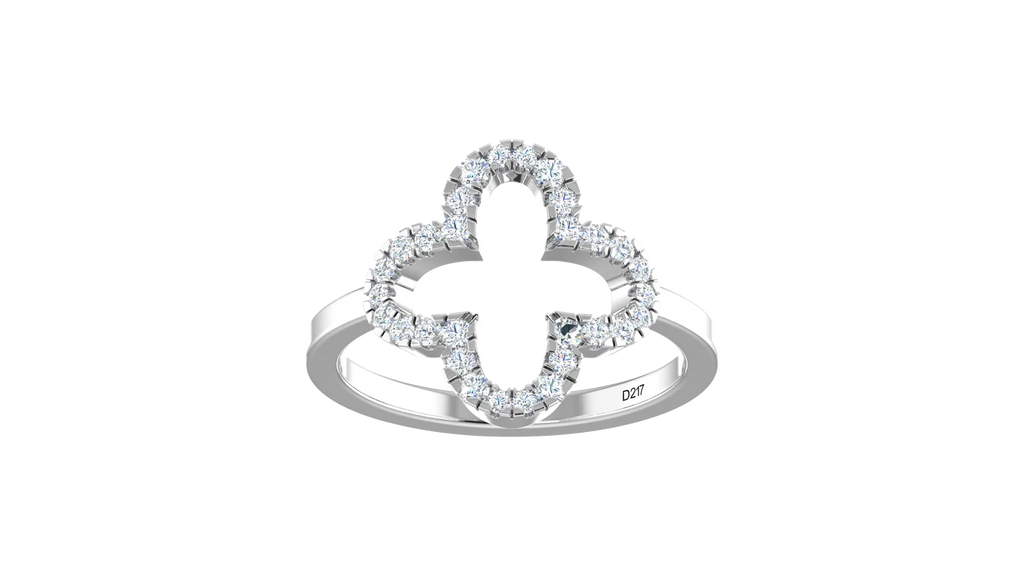 Gossamer Floral-Outline Diamond Open Petal Botanical Void-Form Delicate