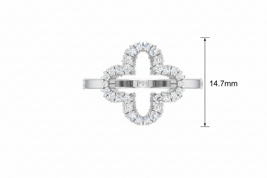 Gossamer Floral-Outline Diamond Open Petal Botanical Void-Form Delicate