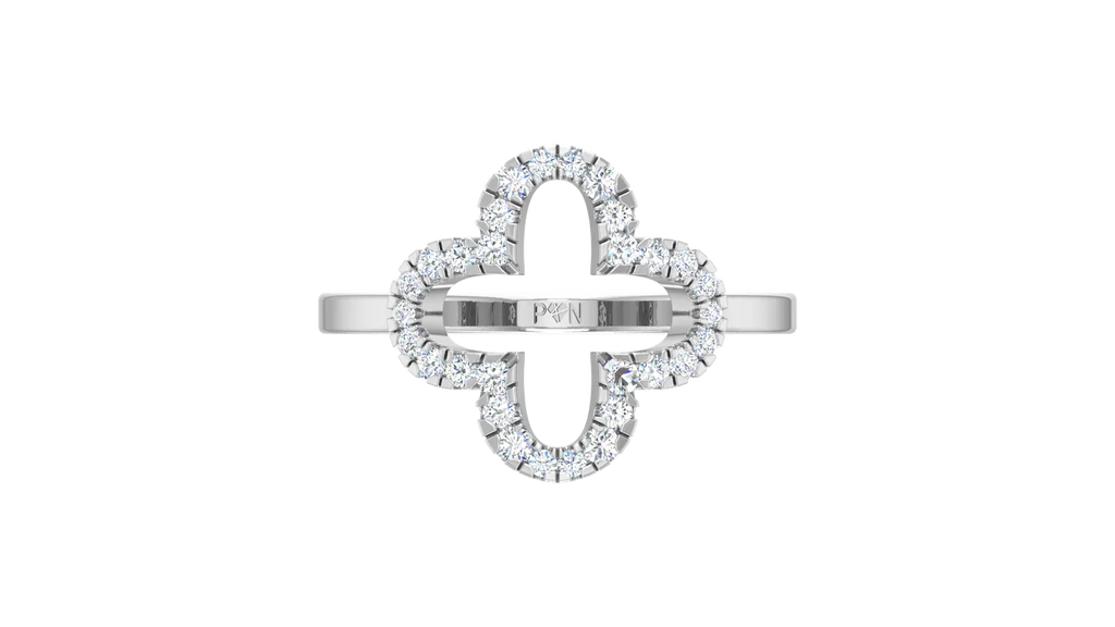 Gossamer Floral-Outline Diamond Open Petal Botanical Void-Form Delicate