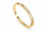 Two Line Cluster Baguette and Round Diamonds Bangle