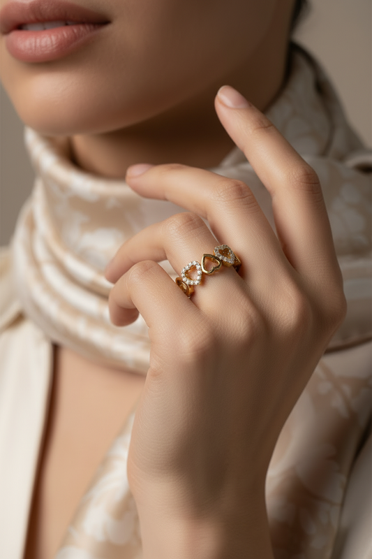 Romantic Diamond Cascading Hearts Flowing Feminine Eternal Love Elegance