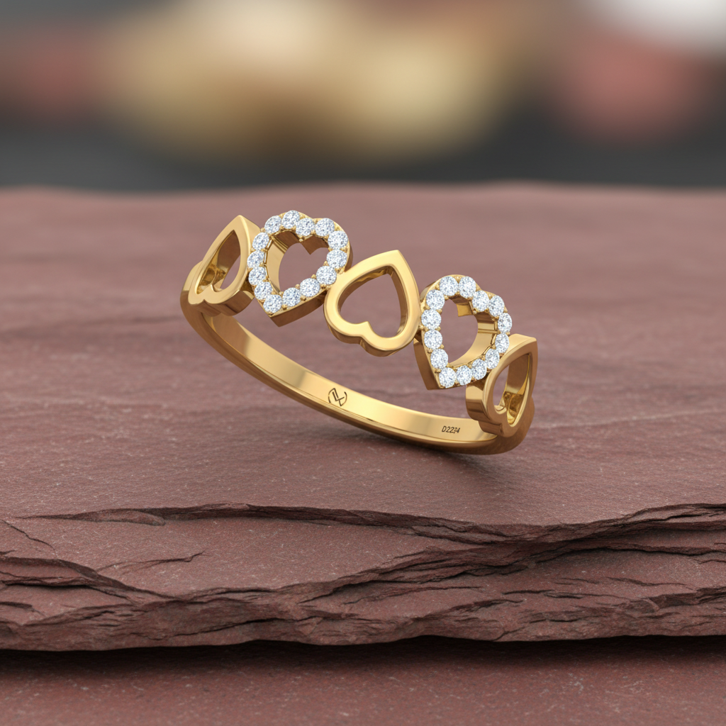 Romantic Diamond Cascading Hearts Flowing Feminine Eternal Love Elegance