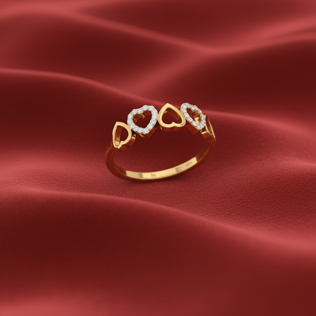 Romantic Diamond Cascading Hearts Flowing Feminine Eternal Love Elegance