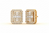 Emerald Cut Baguette And Round Border Cover Diamond Cluster