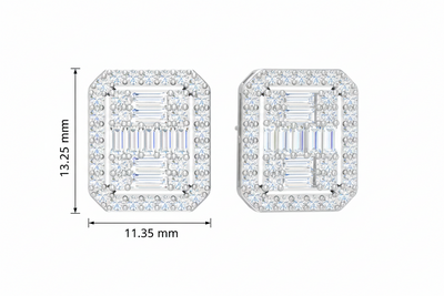 Emerald Cut Baguette And Round Border Cover Diamond Cluster
