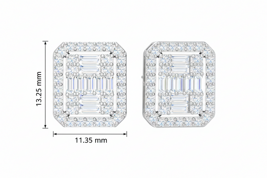 Emerald Cut Baguette And Round Border Cover Diamond Cluster