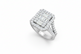 Tiered Halo Cluster Baguette And Round Diamond