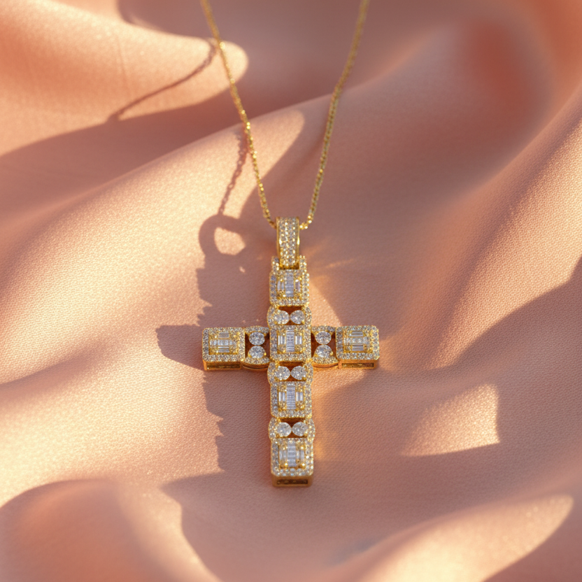 Luxurious Cross Baguette And Round Diamond