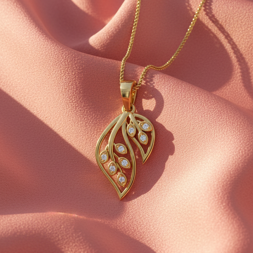 Organic Leaf Silhouette Diamond Dangle