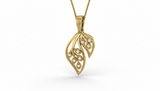 Organic Leaf Silhouette Diamond Dangle