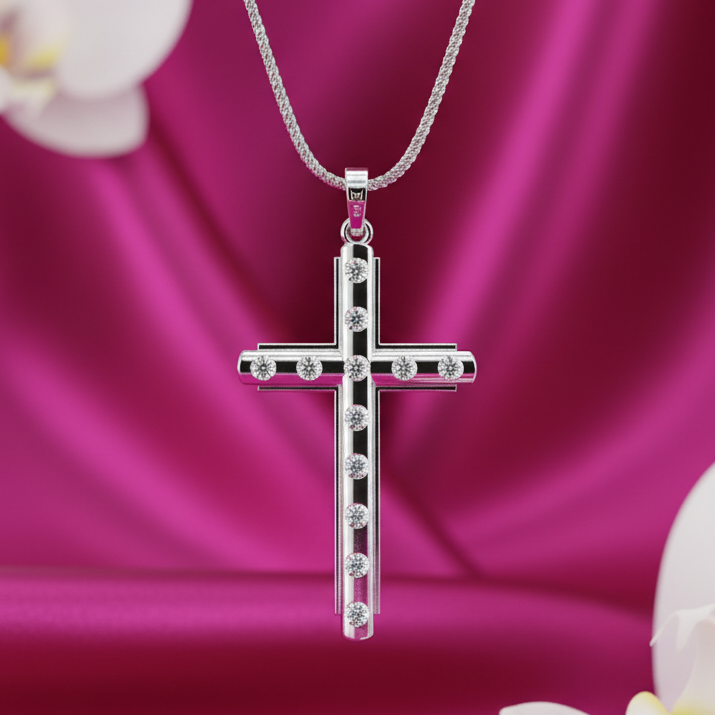 Round Station Cross Natural Diamond Radiance