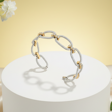 Load image into Gallery viewer, Two-Tone Gold Rope Link Diamond Bracelet