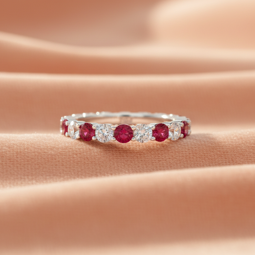 Ruby With Diamond Ten Stone