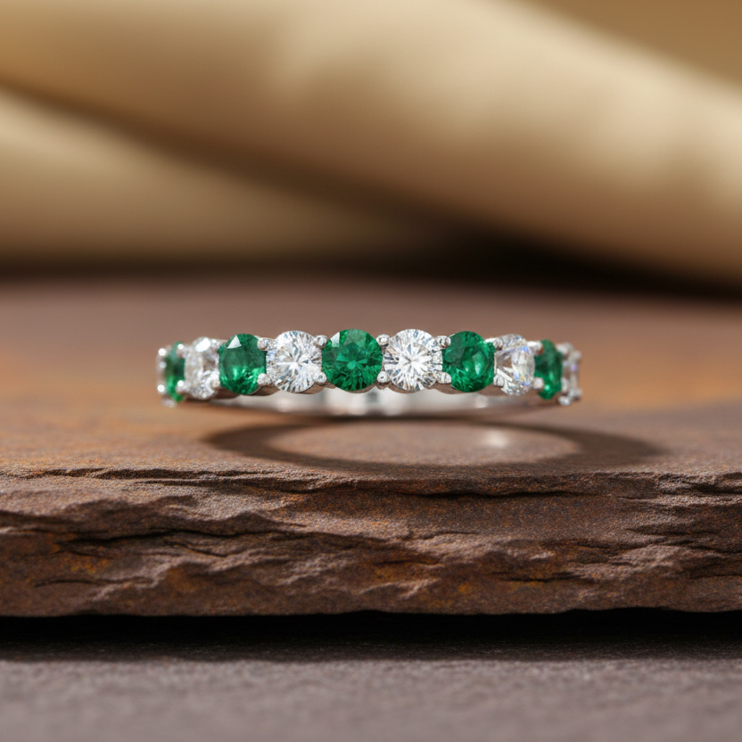 Emerald With Diamond Ten Stone Diamond