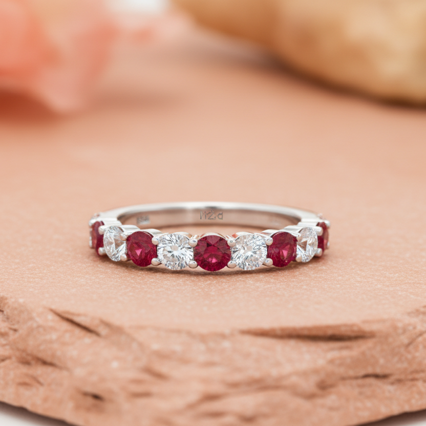 Ruby With Diamond Ten Stone