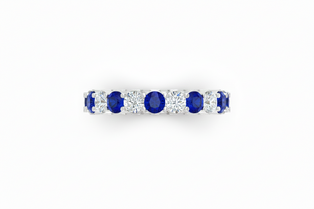 Sapphire With Diamond Ten Stone