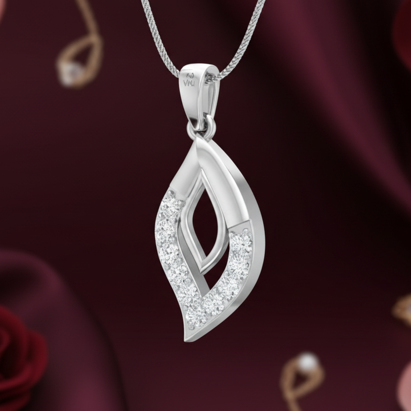 Elegant Sprig Pavé Diamond Drop