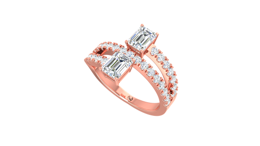 Toi Et Moi Dual Emerald Cut Bypass Ring