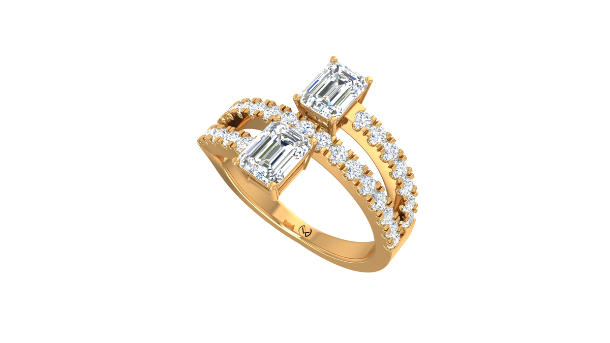 Toi Et Moi Dual Emerald Cut Bypass Ring