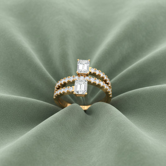 Toi Et Moi Dual Emerald Cut Bypass Ring