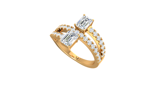Toi Et Moi Dual Emerald Cut Bypass Ring