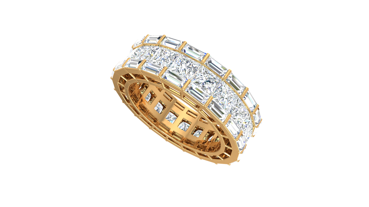 Princess Baguette Two Row Channel Eternity Band