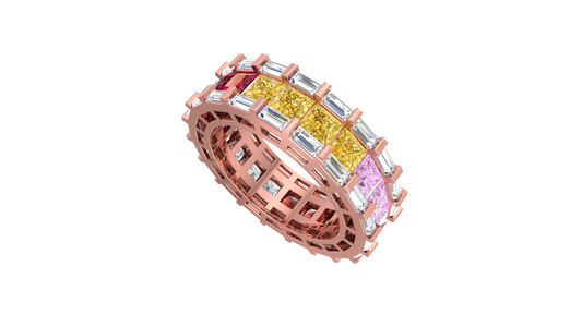 Princess Baguette Two Row Channel Eternity Band