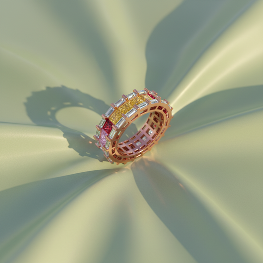 Princess Baguette Two Row Channel Eternity Band