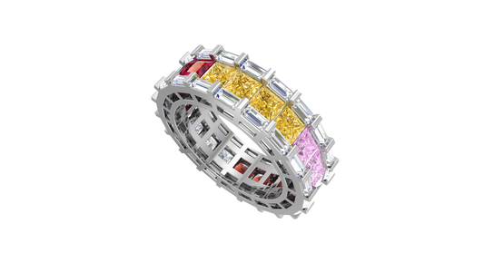 Princess Baguette Two Row Channel Eternity Band