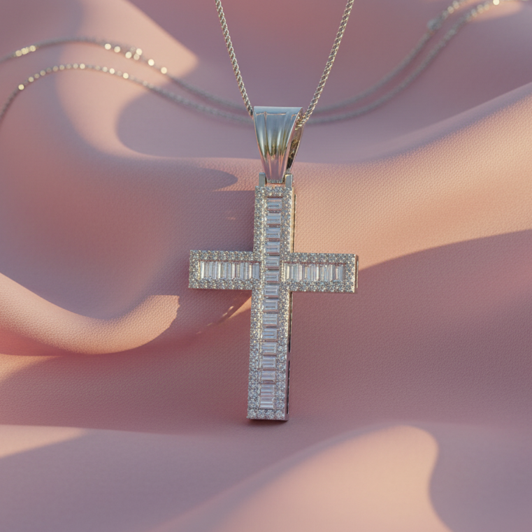 Classic Cross Baguette And Round Diamond Cover