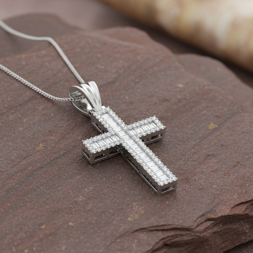 Classic Cross Baguette And Round Diamond Cover