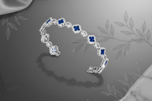 Load image into Gallery viewer, Sapphire and Diamond Floral Link Bracelet