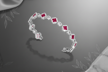 Load image into Gallery viewer, Ruby and Diamond Floral Link Bracelet