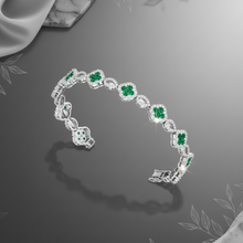 Load image into Gallery viewer, Emerald and Diamond Floral Link Bracelet