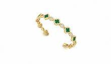 Load image into Gallery viewer, Emerald and Gold &amp; Diamond Clover Bracelet