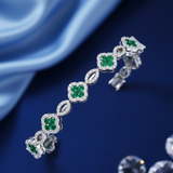 Emerald and Gold & Diamond Clover Bracelet