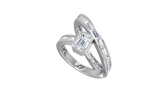 Emerald Cut Baguette Channel Coil Ring