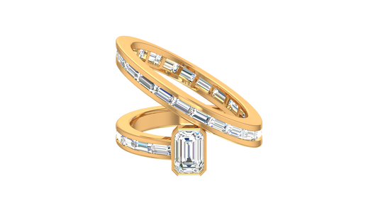 Emerald Cut Baguette Channel Coil Ring