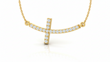 Dainty Diamond Sideways Cross Necklace With Chain