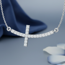Load image into Gallery viewer, Dainty Diamond Sideways Cross Necklace With Chain