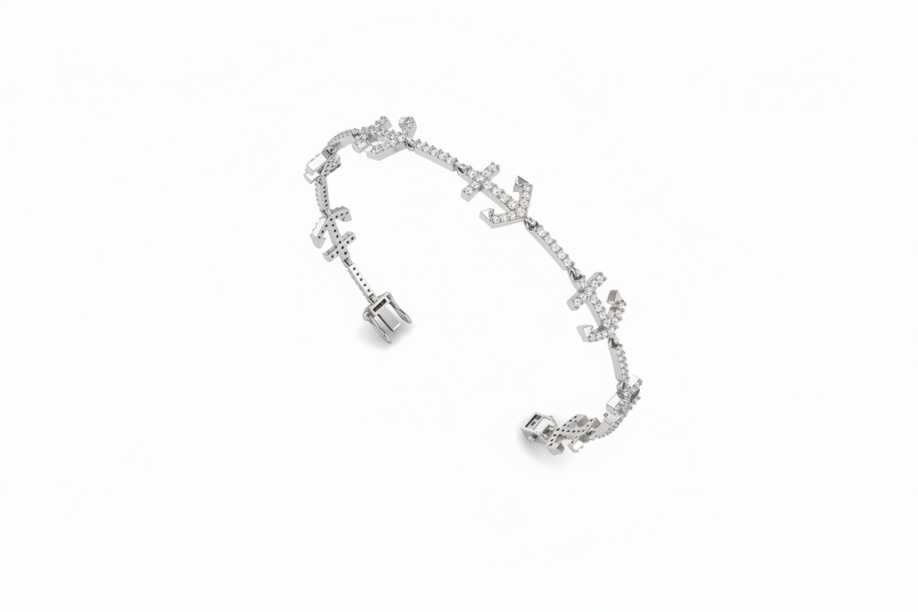 Gold and Diamond Anchor Link Bracelet