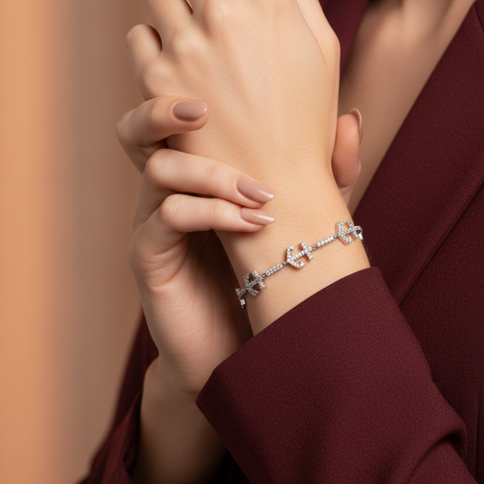 Gold and Diamond Anchor Link Bracelet